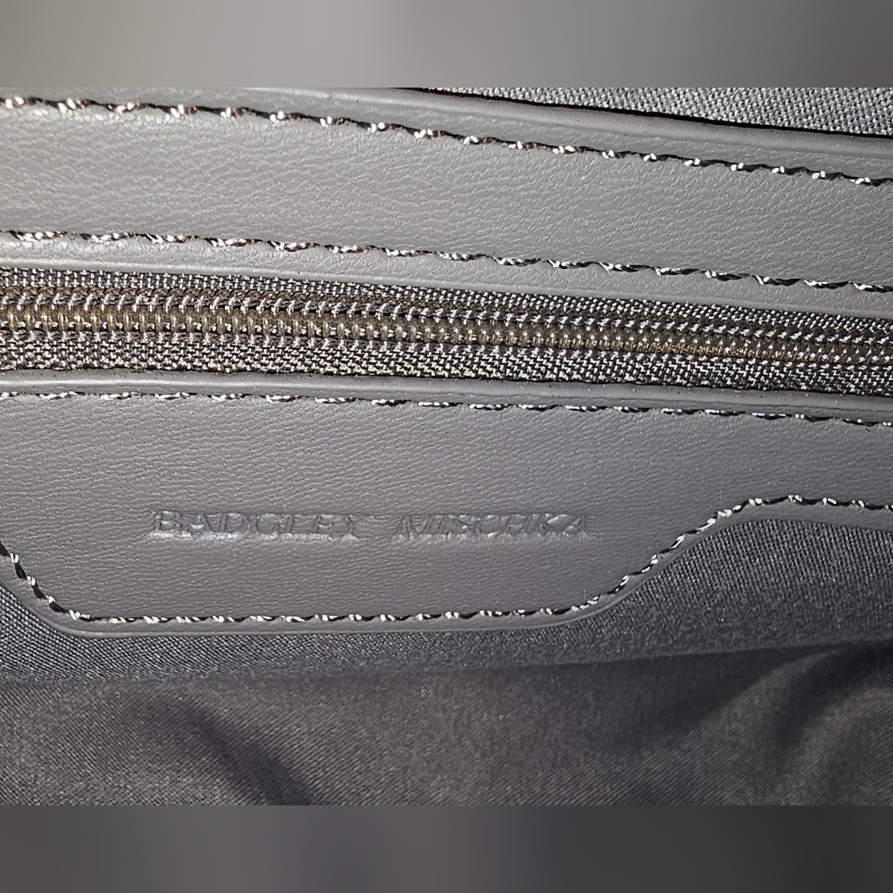 Badgley Mischka Quilted Vegan Leather Shoulder Bag - Gray - Picture 12 of 15